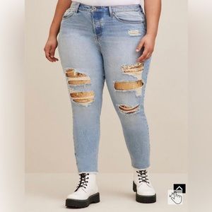 NWT Torrid High-Rise Straight Vintage Stretch Sequin Backed Jeans